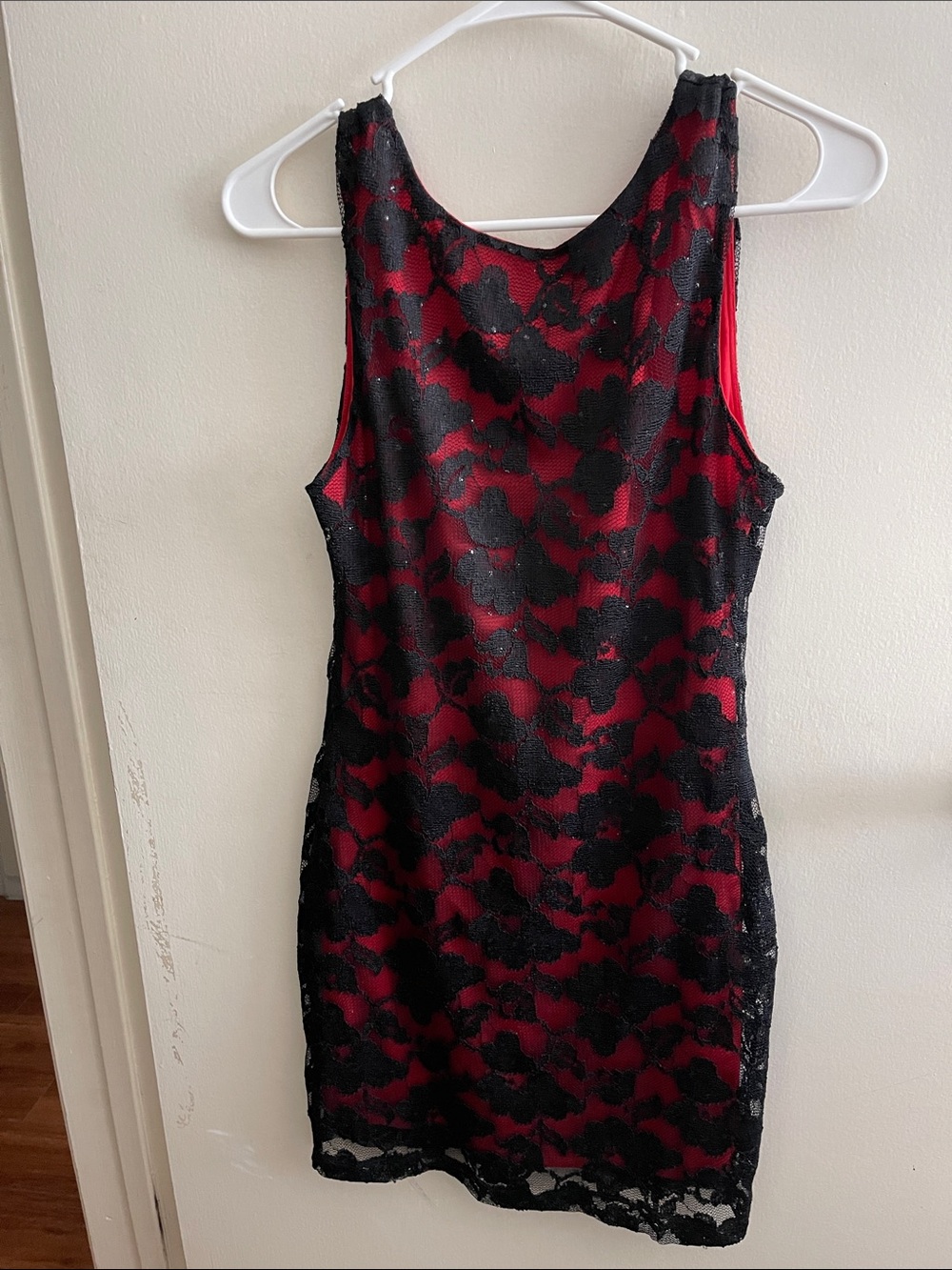 Forever 21 Red Dress with Black Lace Overlay